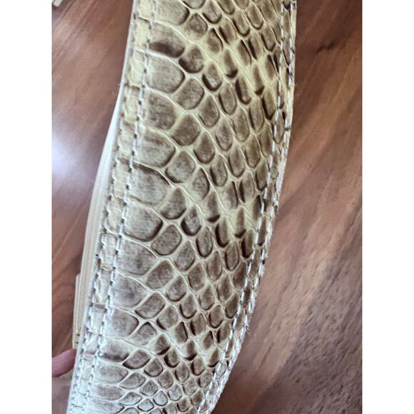 Vintage Genuine Snakeskin Western Belt Boho Cowgirl Cream Python - Picture 3 of 5
